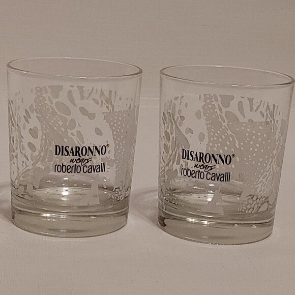 FASHIONABLE DISARONNO WEARS ROBERTO CAVALLI LOWBALL TUMBLERS SET OF 2 - Picture 1 of 5